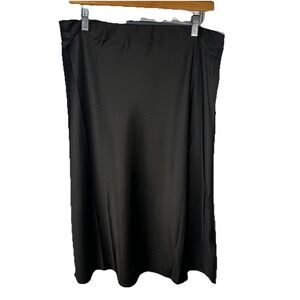 NWT‎ The Drop Black Maya Silky Slip Skirt Size Large